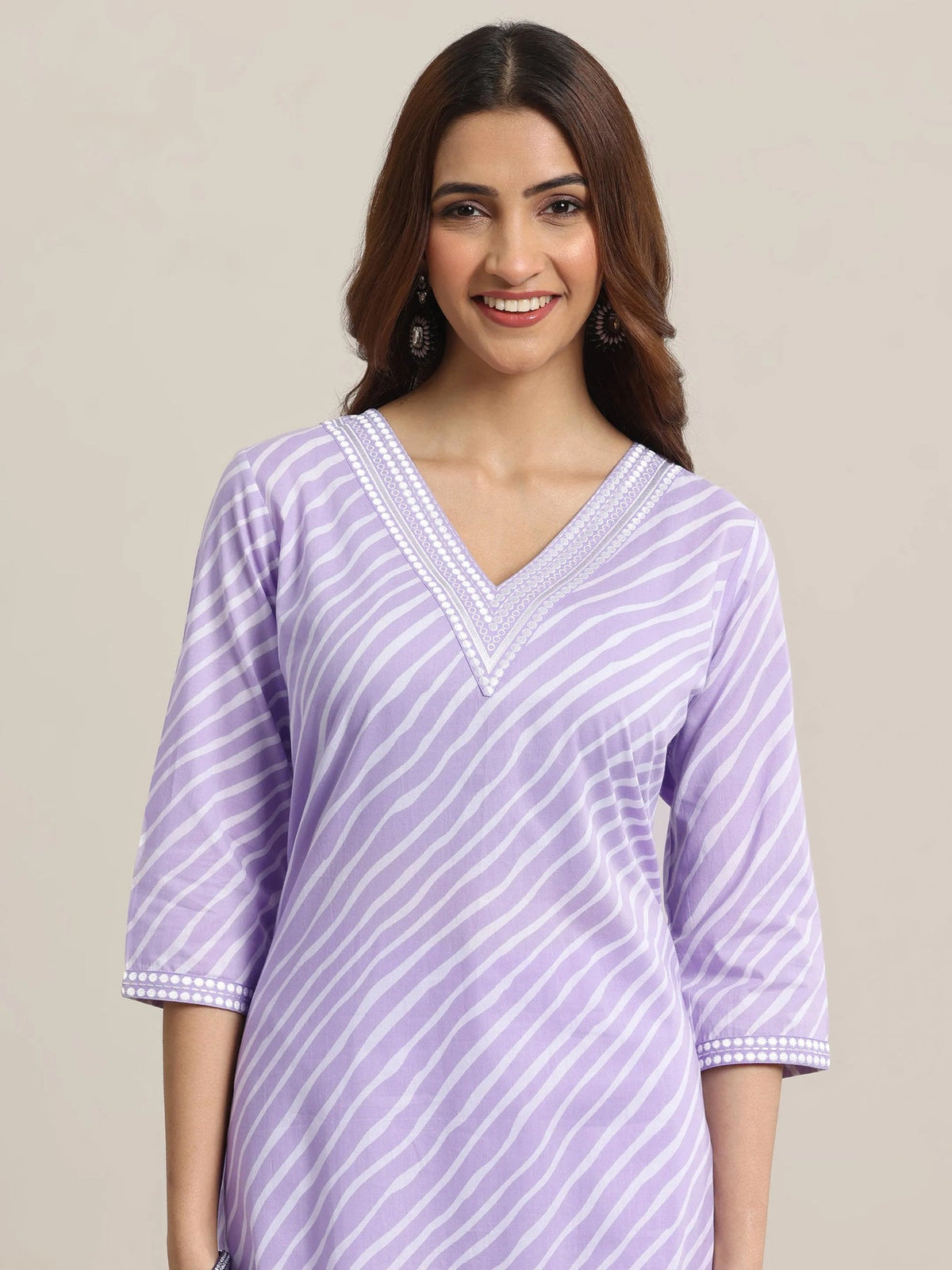 Libas Lavender Printed Cotton Straight Suits With Dupatta KS67