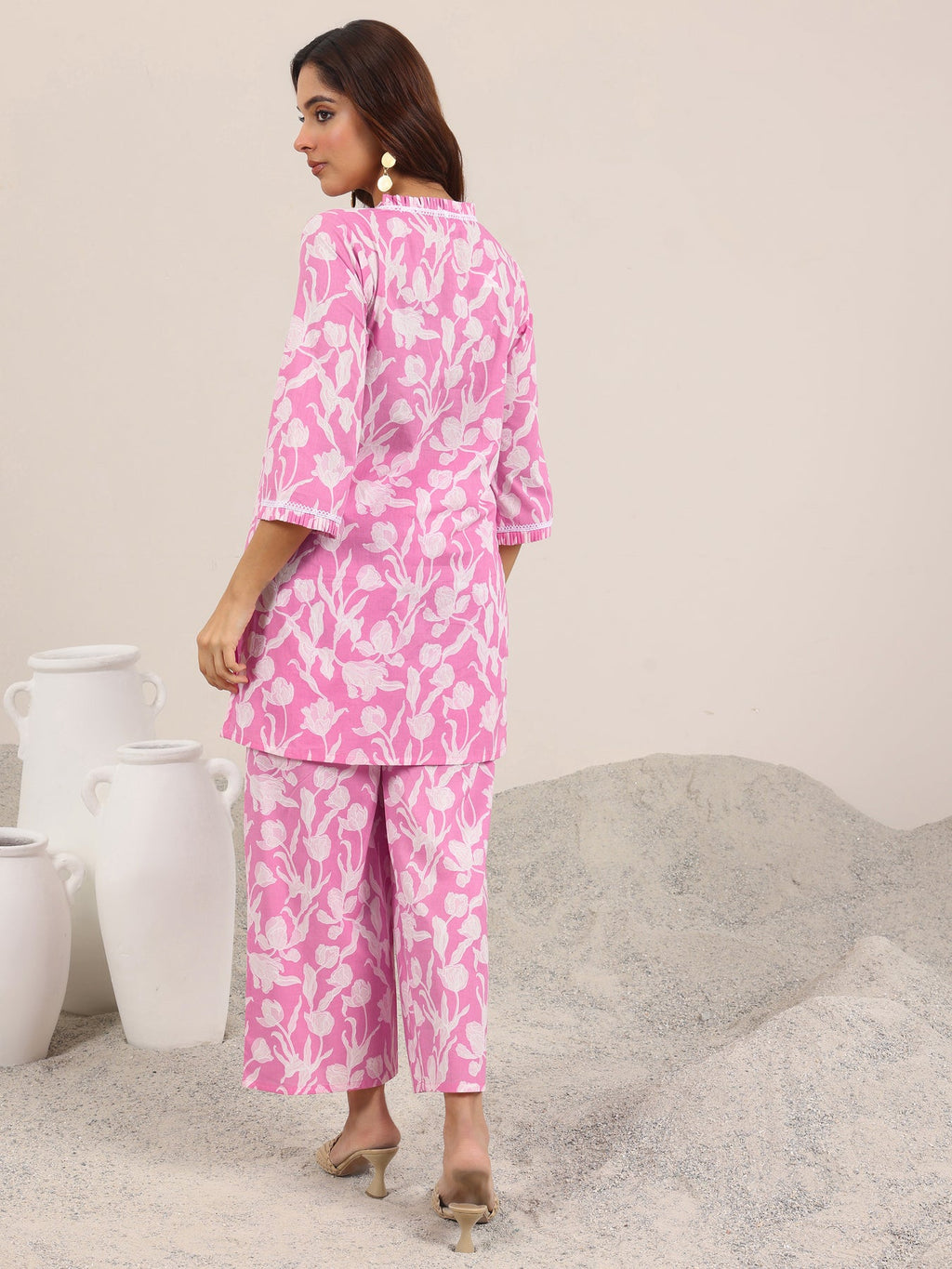 Libas Pink Printed Pure Cotton Co-Ord Sets CO87