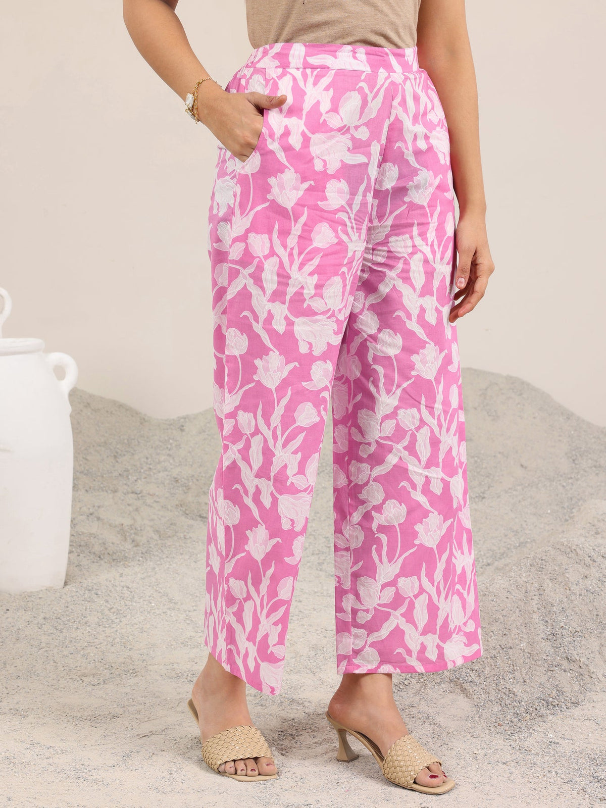 Libas Pink Printed Pure Cotton Co-Ord Sets CO87