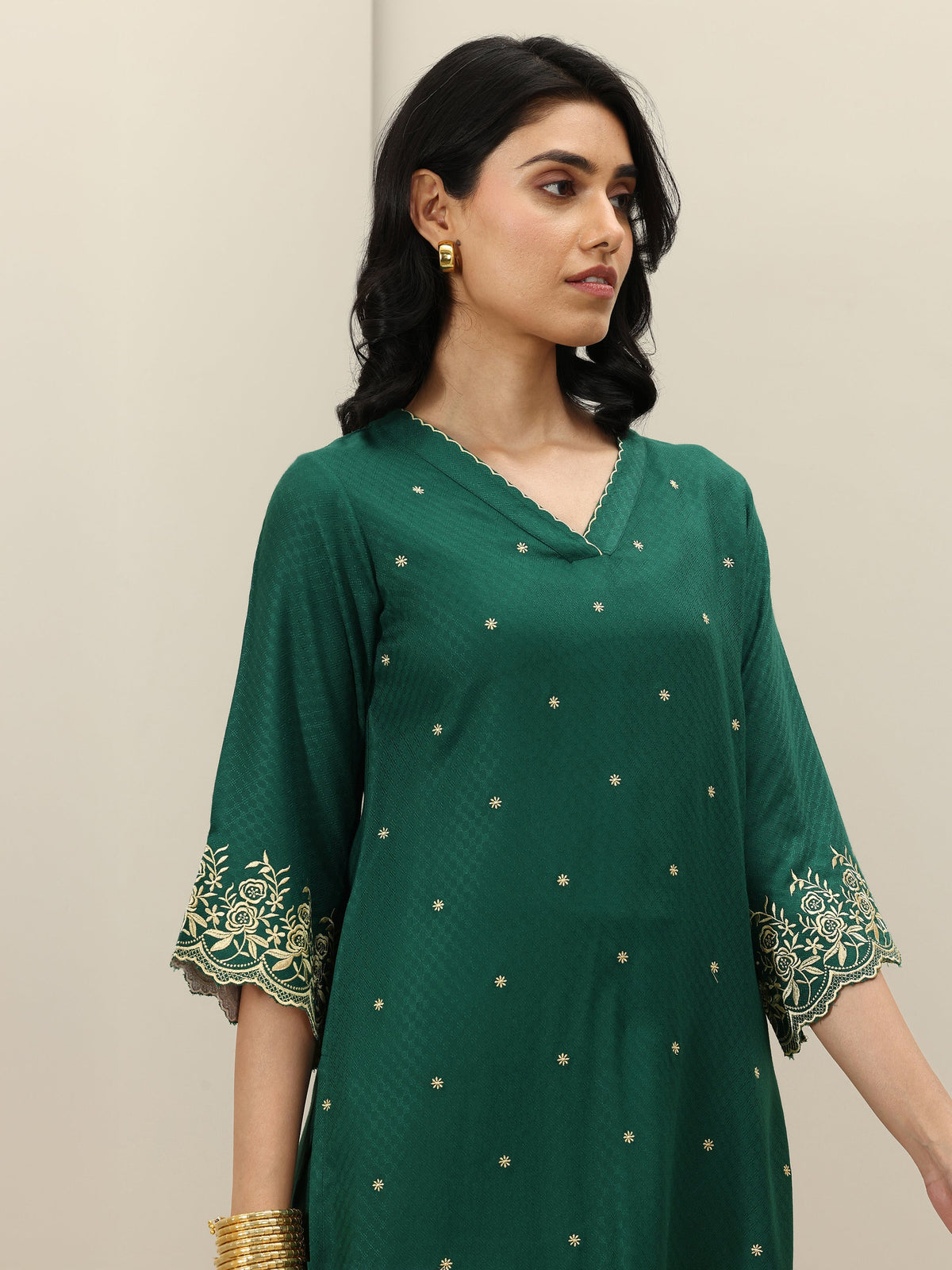 Libas Green Self Design Rayon Straight Kurta Set