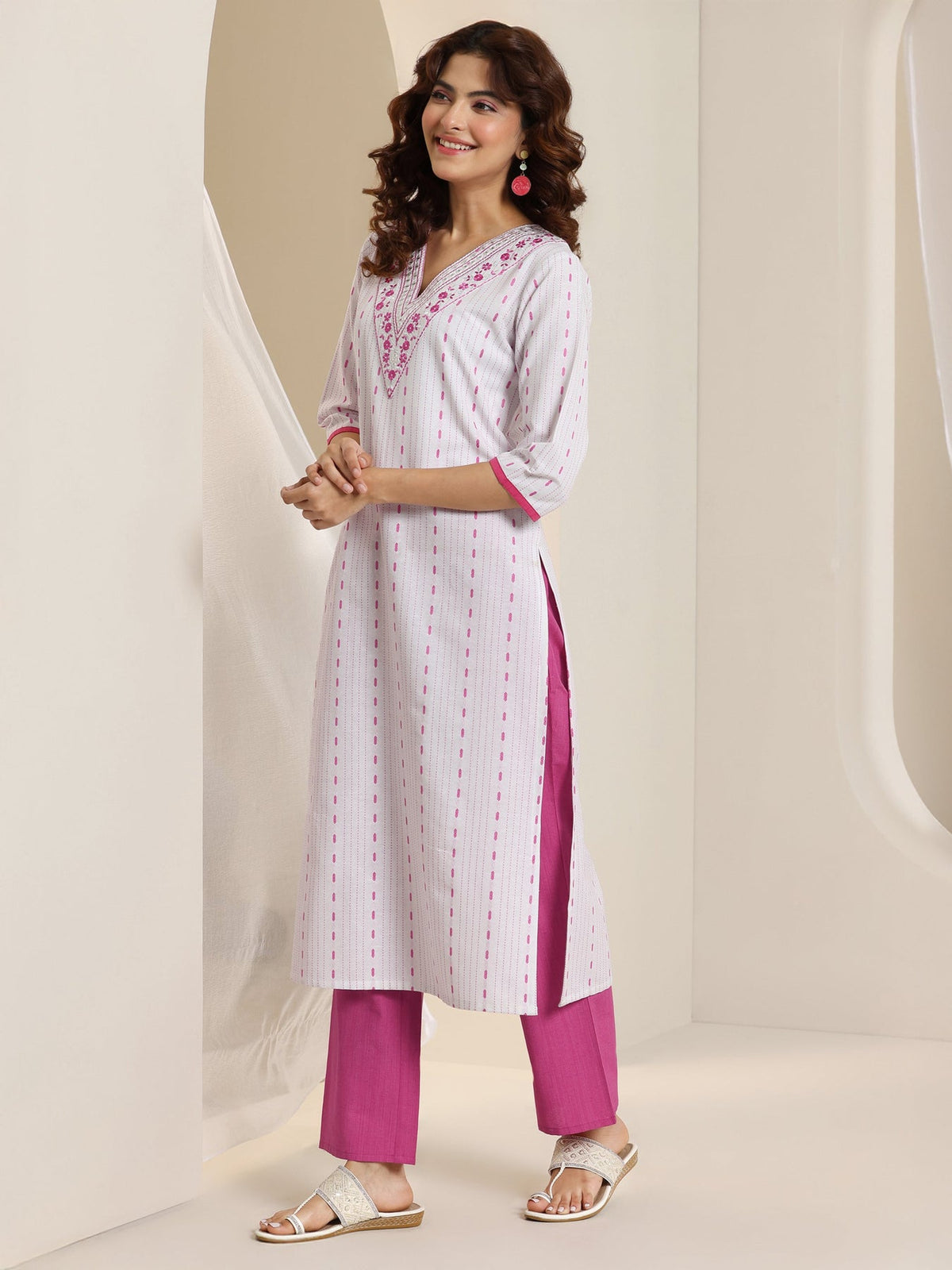 Gerua White Woven Design Straight Suit Set With Dupatta KS67