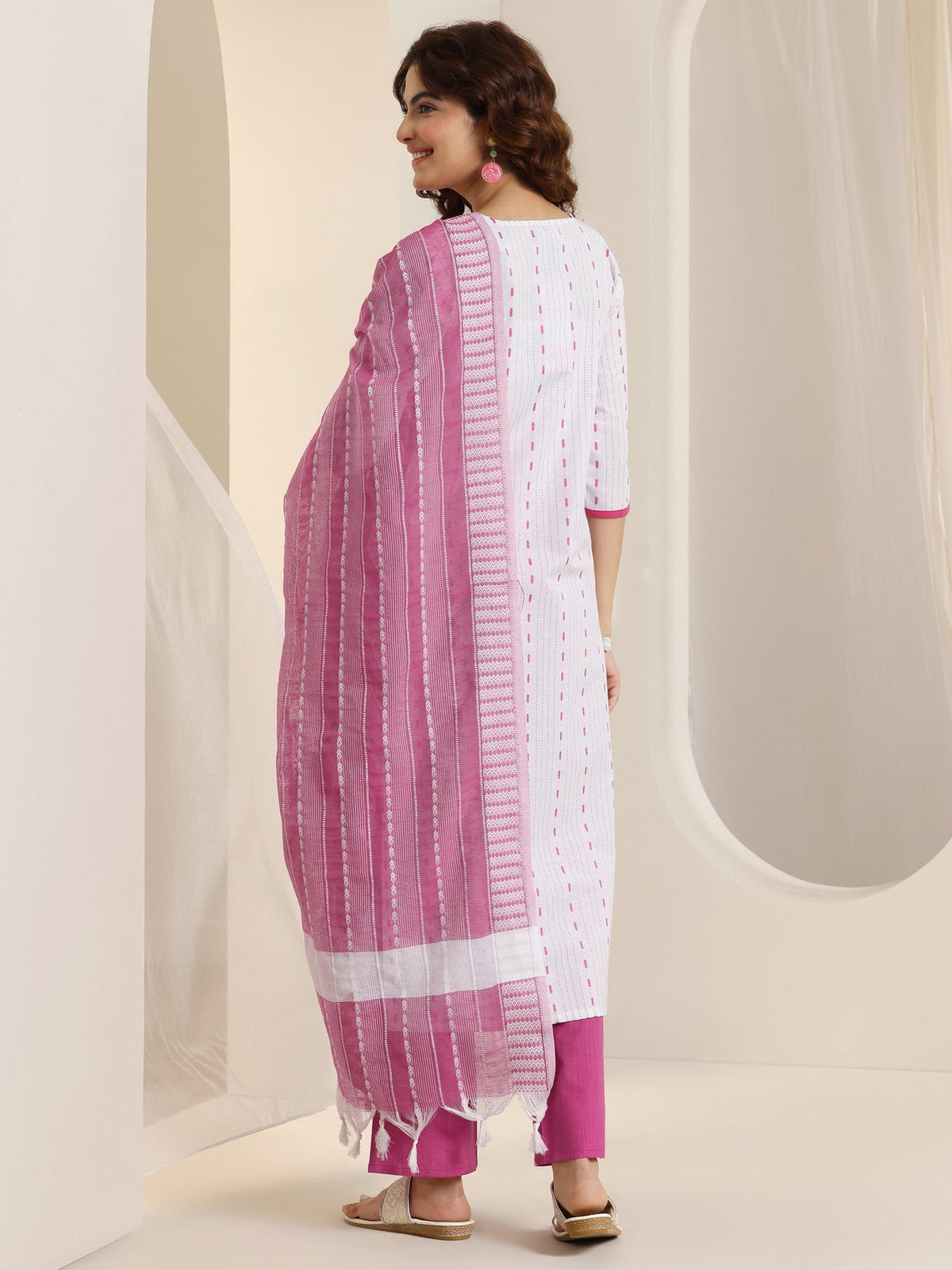 Gerua White Woven Design Straight Suit Set With Dupatta KS67