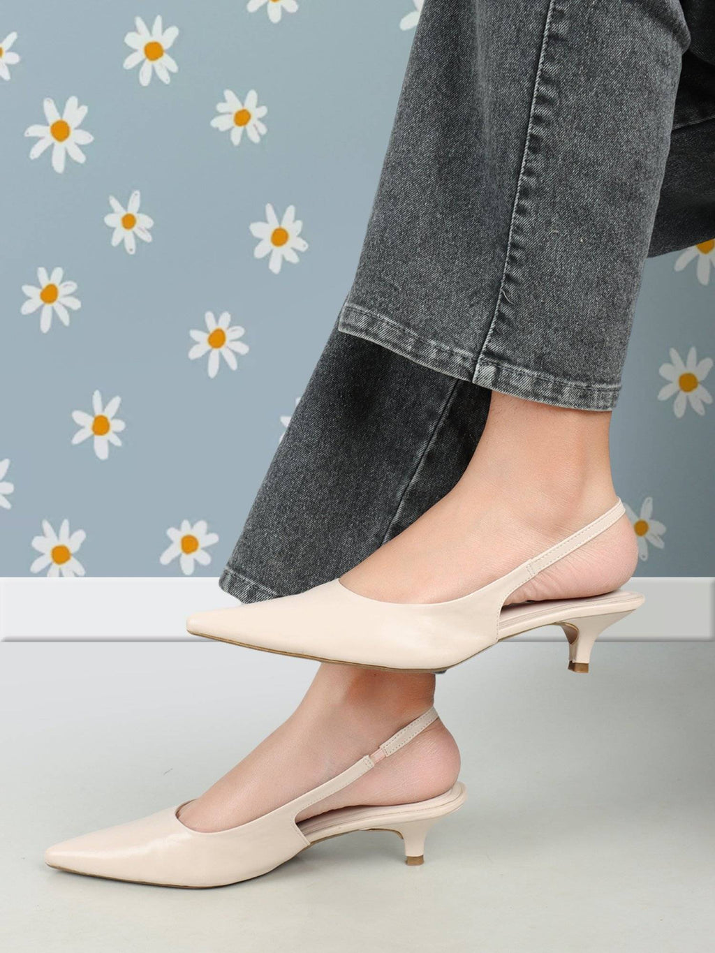 Cream Women Solid Mules | H78 - view 1