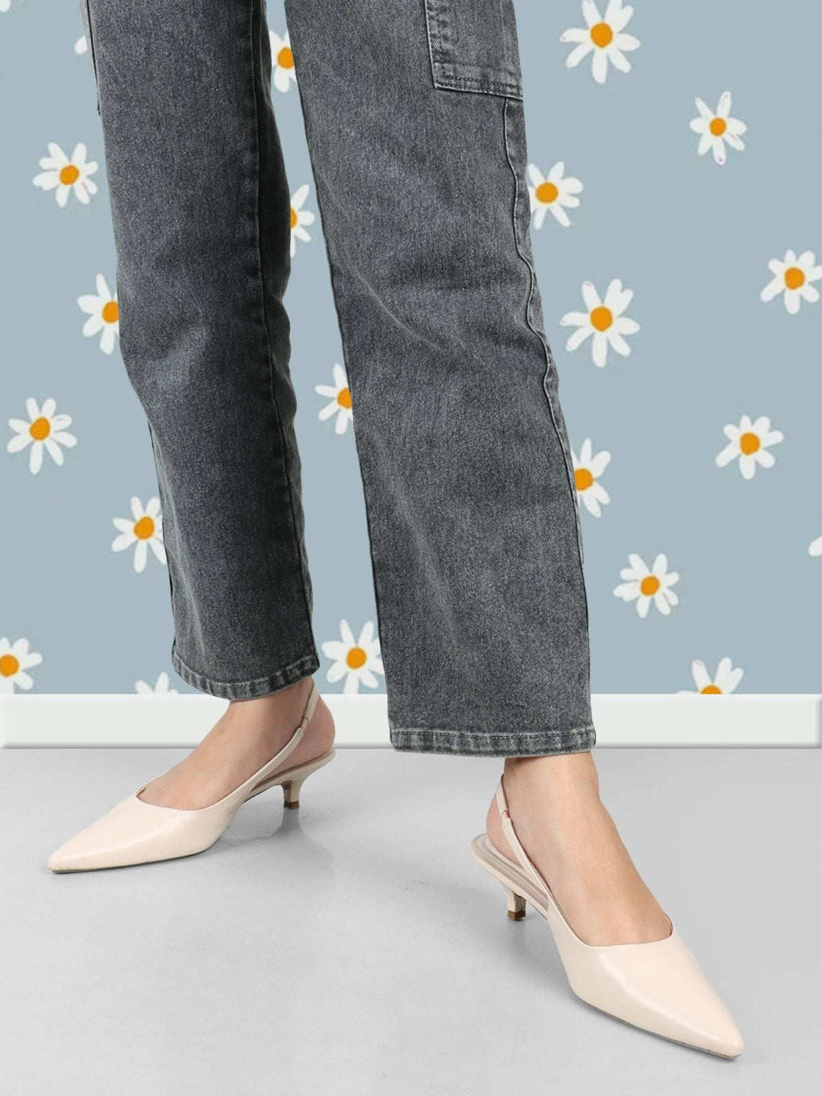 Cream Women Solid Mules | H78 - view 2