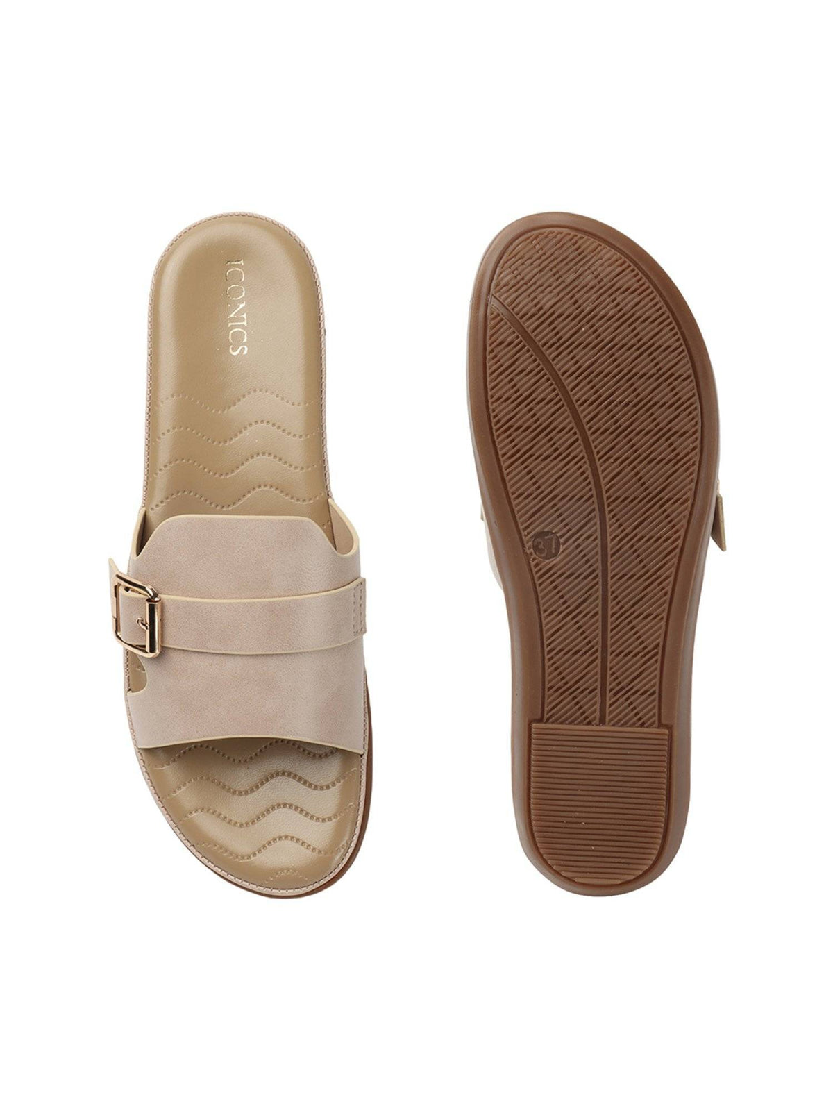 Women Beige Comfort Flat Sandals | SD89 - view 7