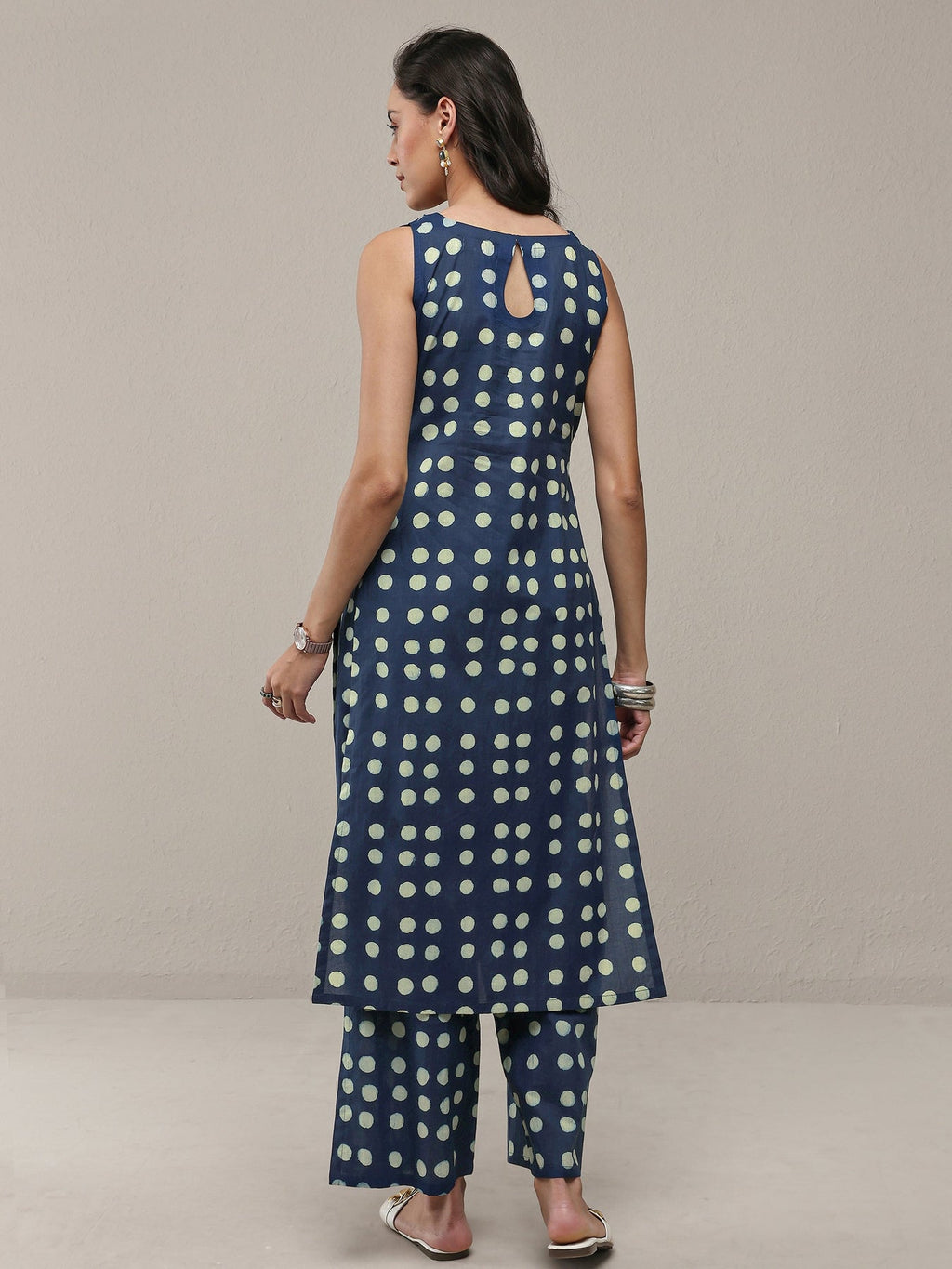 Libas Blue Polka Dot Printed Cotton Co-Ord Set CO87