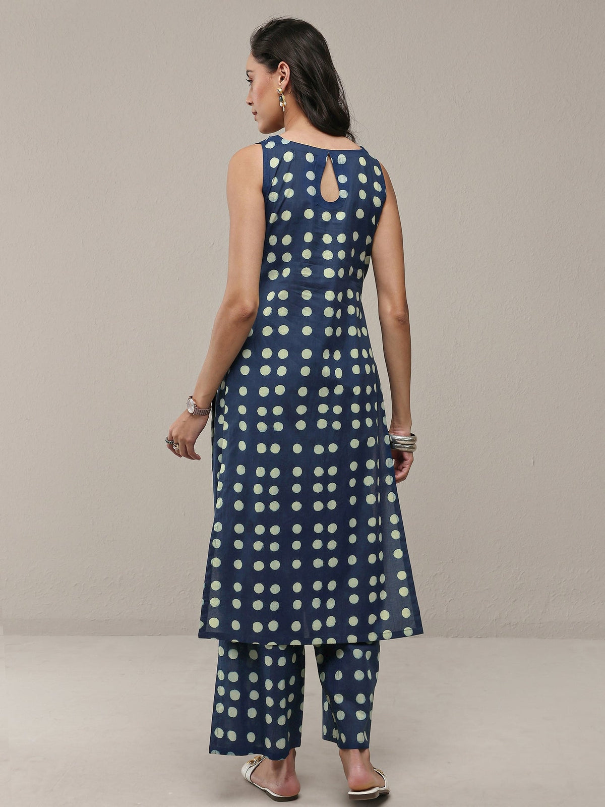 Libas Blue Polka Dot Printed Cotton Co-Ord Set CO87