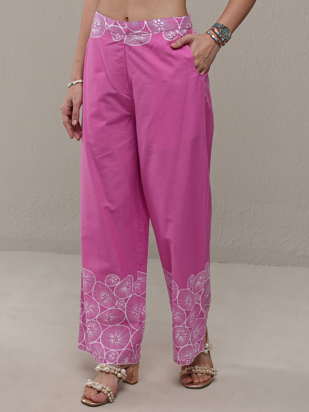 Libas Pink Floral Printed Cotton Co-Ord Set CO87