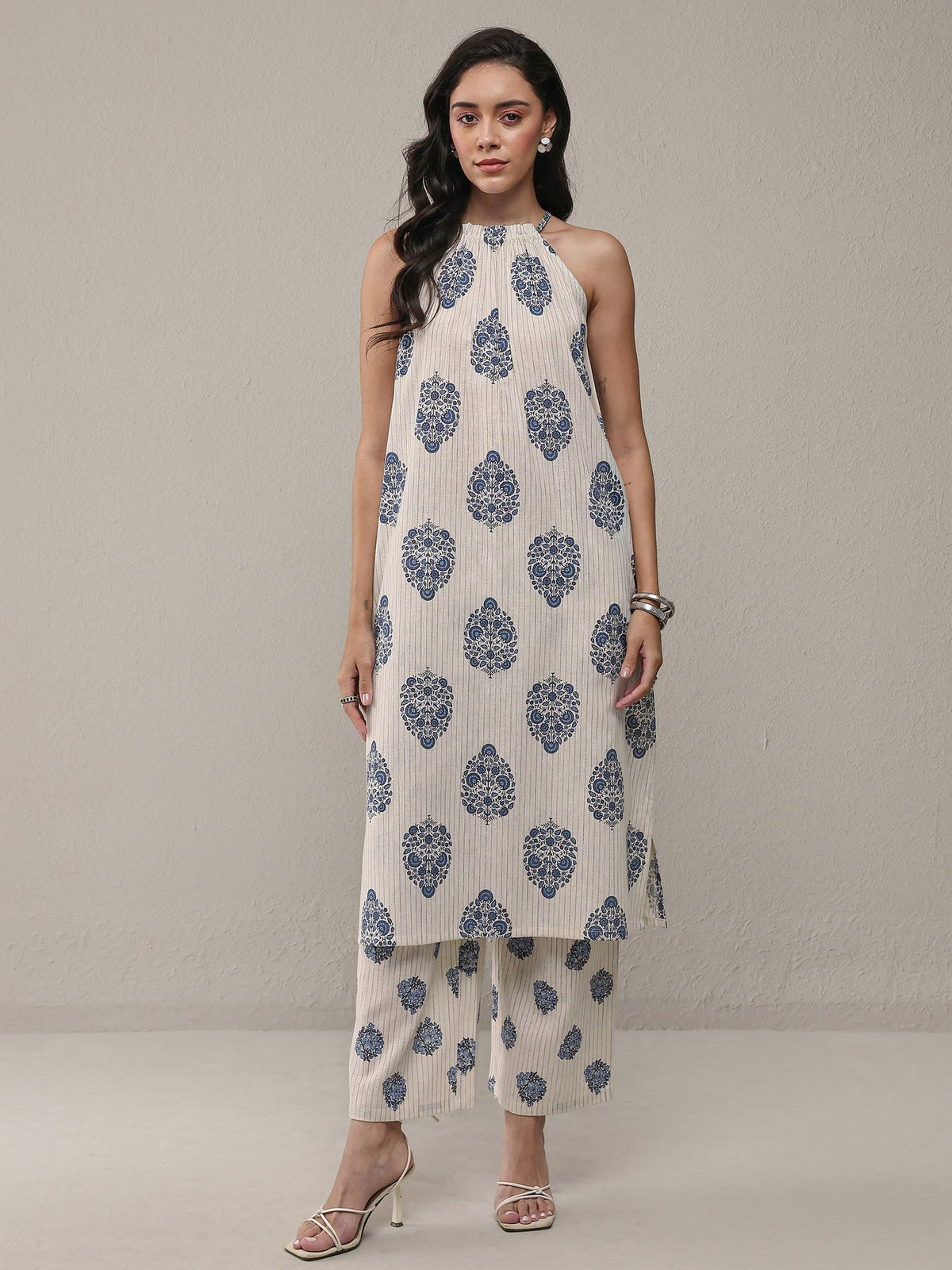 Libas Off White Floral Printed Cotton Co-Ord Set CO87