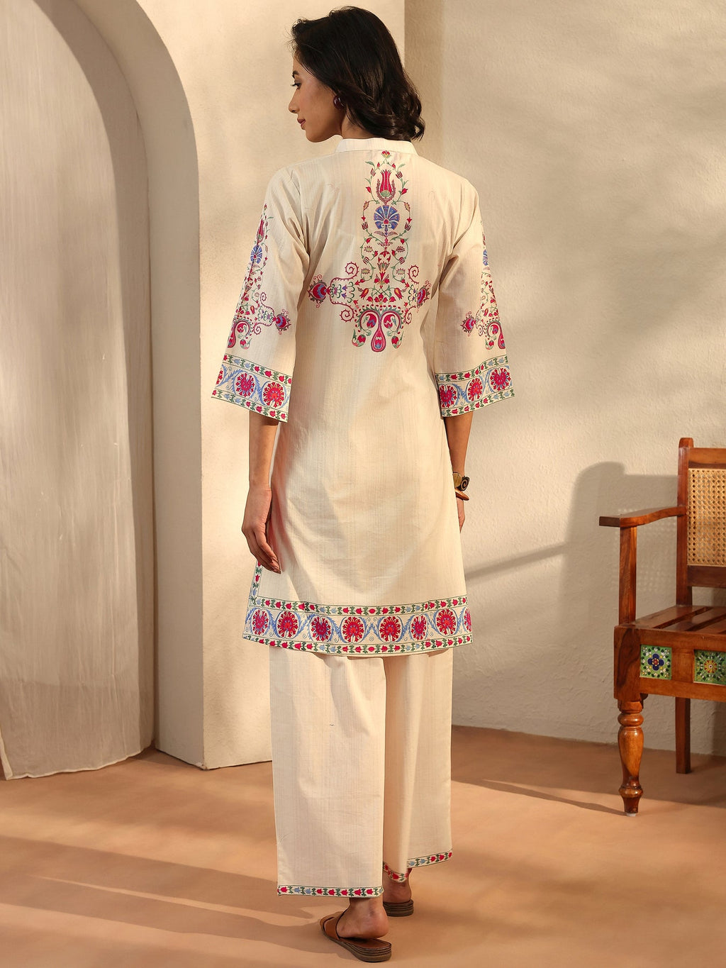 Libas Off White Printed Cotton Blend Co-Ord Set CO87