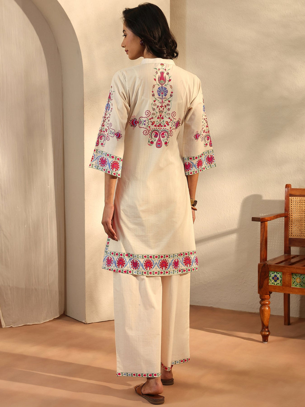 Libas Off White Printed Cotton Blend Co-Ord Set CO87