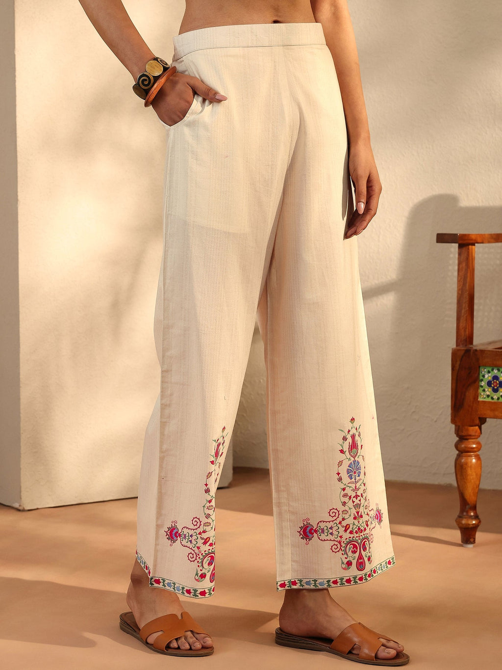 Libas Off White Printed Cotton Blend Co-Ord Set CO87