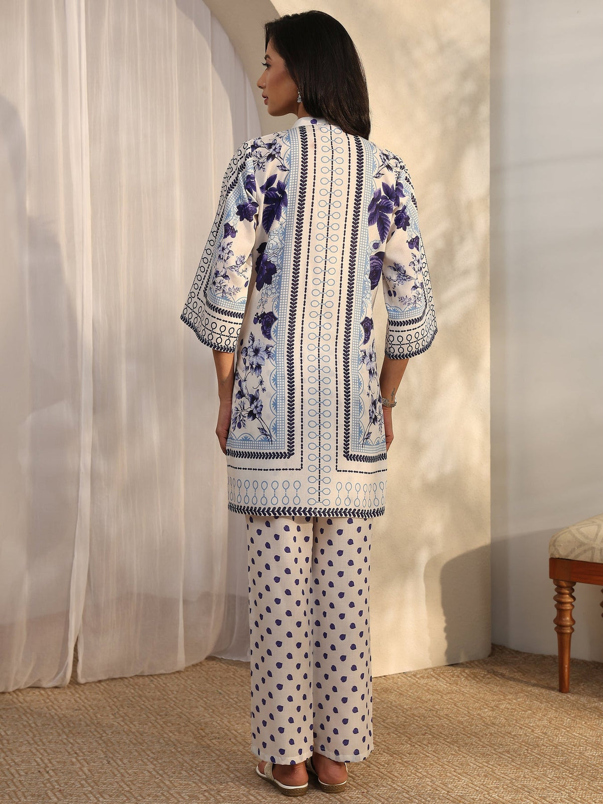 Libas Off White Printed Cotton Co-Ord Sets CO87