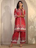 Libas Red Printed Cotton Blend Co-Ord Sets CO87