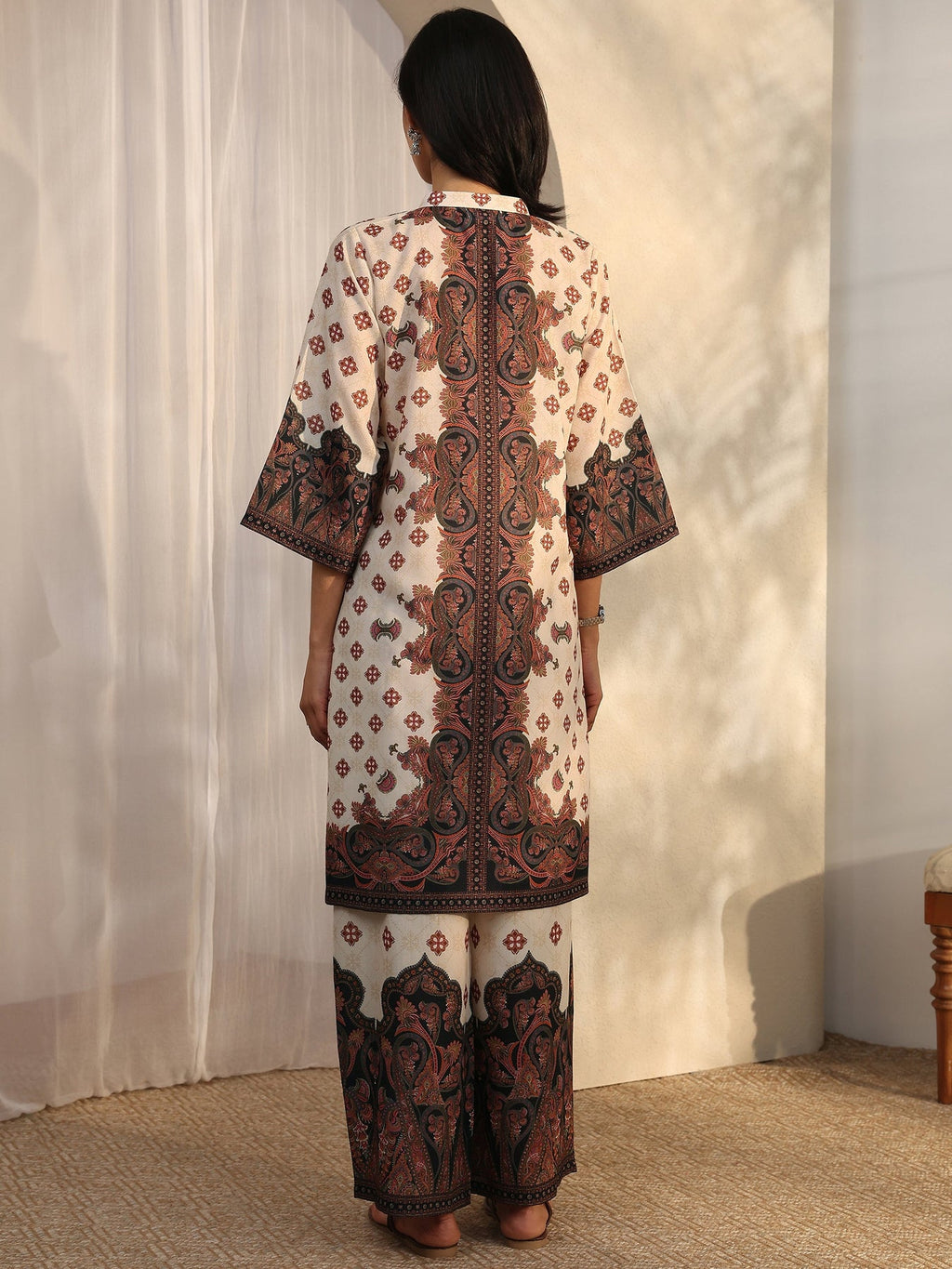 Libas Off White Printed Cotton Blend Co-Ord Sets CO87