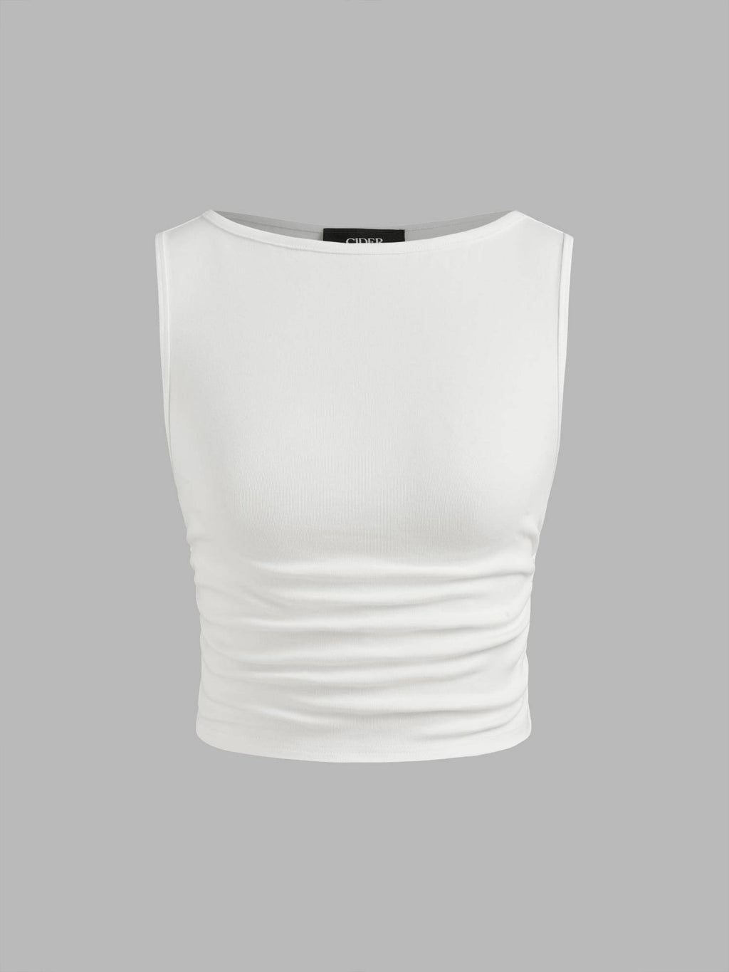 Boat Neck Ruched Solid Crop Tank Top | TT98 - view 29