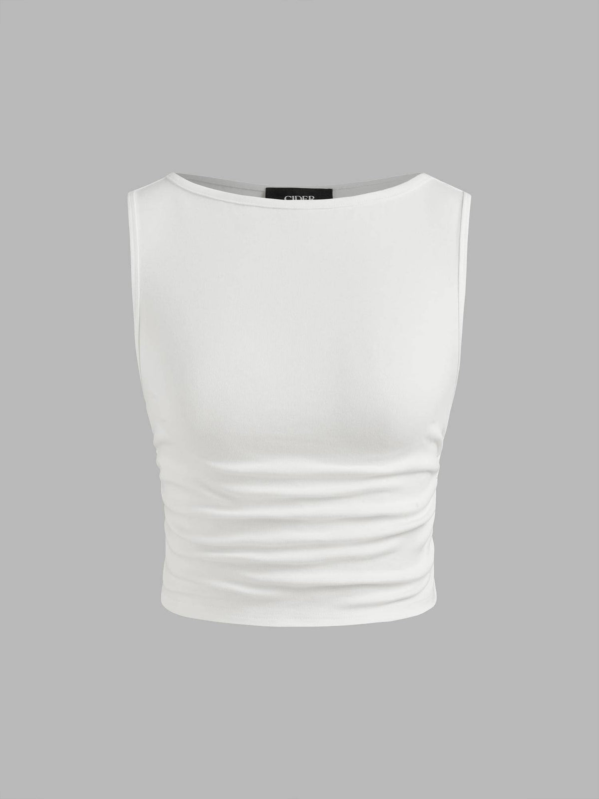Boat Neck Ruched Solid Crop Tank Top | TT98 - view 29
