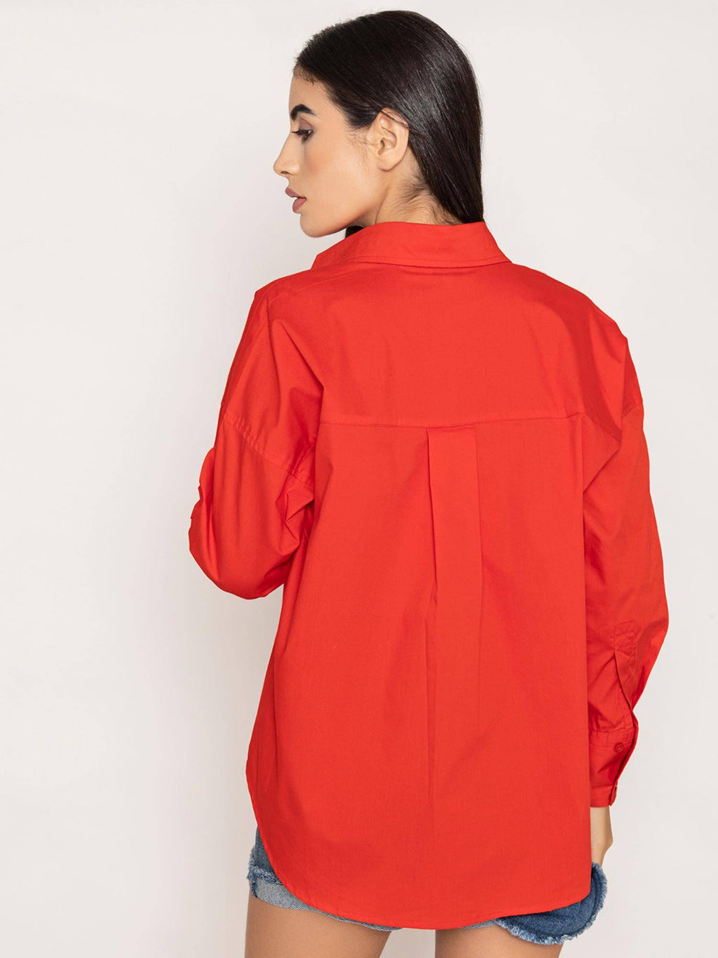 Pure Cotton Oversized Poplin Blue Shirt | S67 - view 60