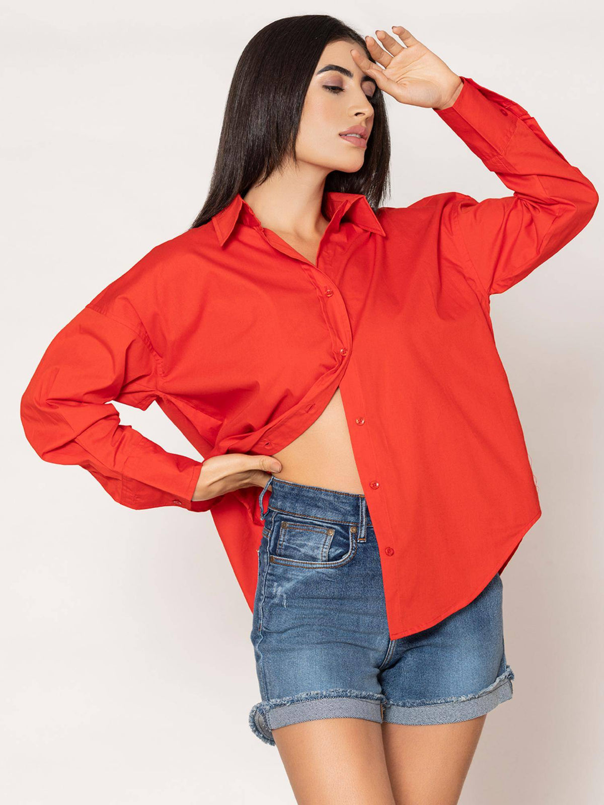Pure Cotton Oversized Poplin Blue Shirt | S67 - view 61