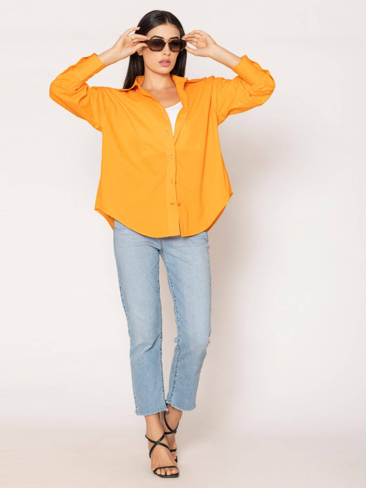 Pure Cotton Oversized Poplin Blue Shirt | S67 - view 33