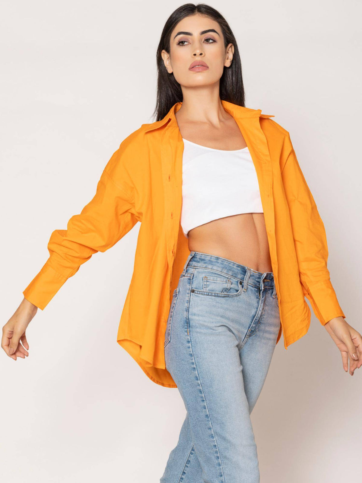 Pure Cotton Oversized Poplin Blue Shirt | S67 - view 34