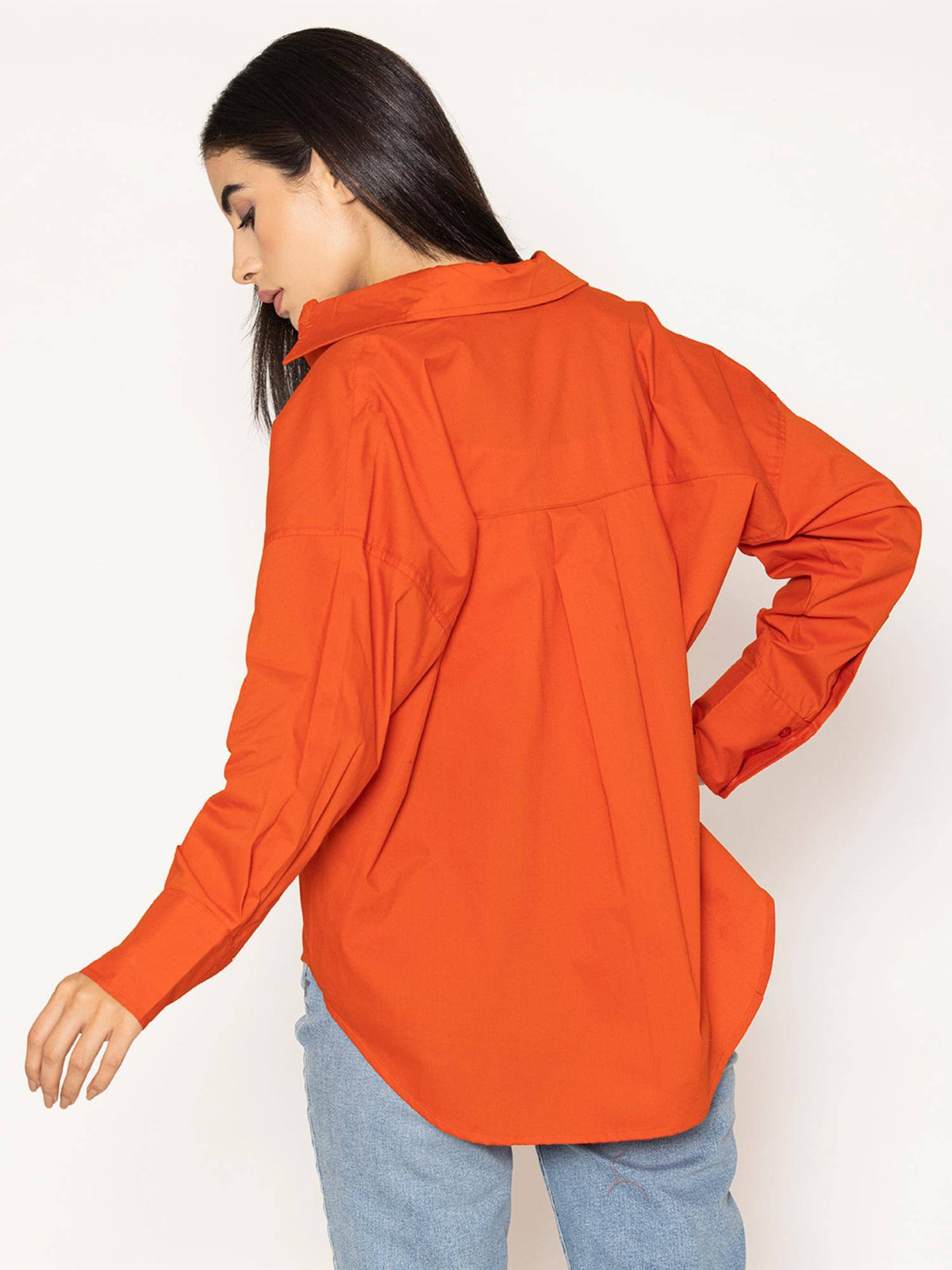 Pure Cotton Oversized Poplin Rust Shirt | S67 - view 3
