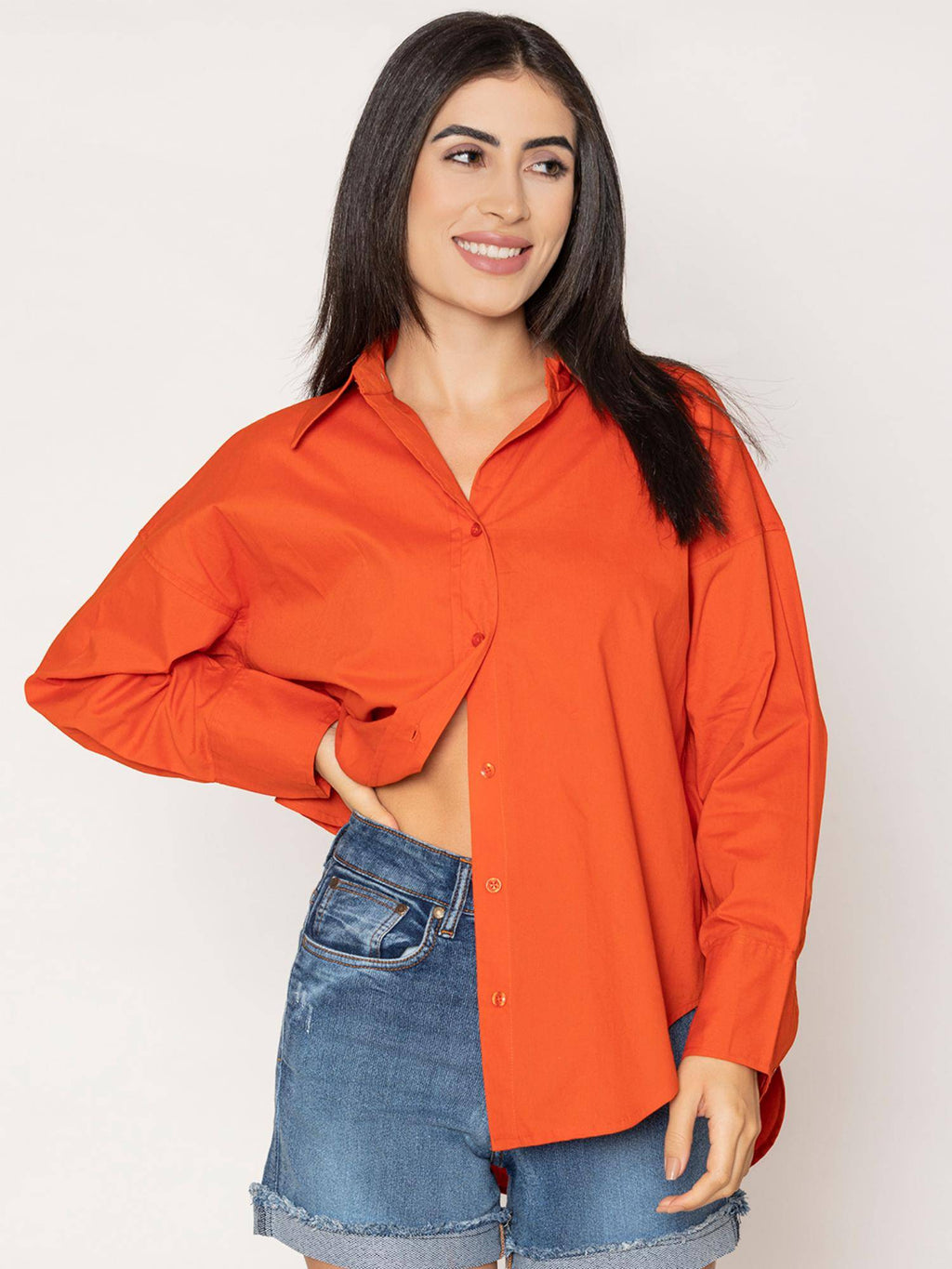 Pure Cotton Oversized Poplin Rust Shirt | S67 - view 6