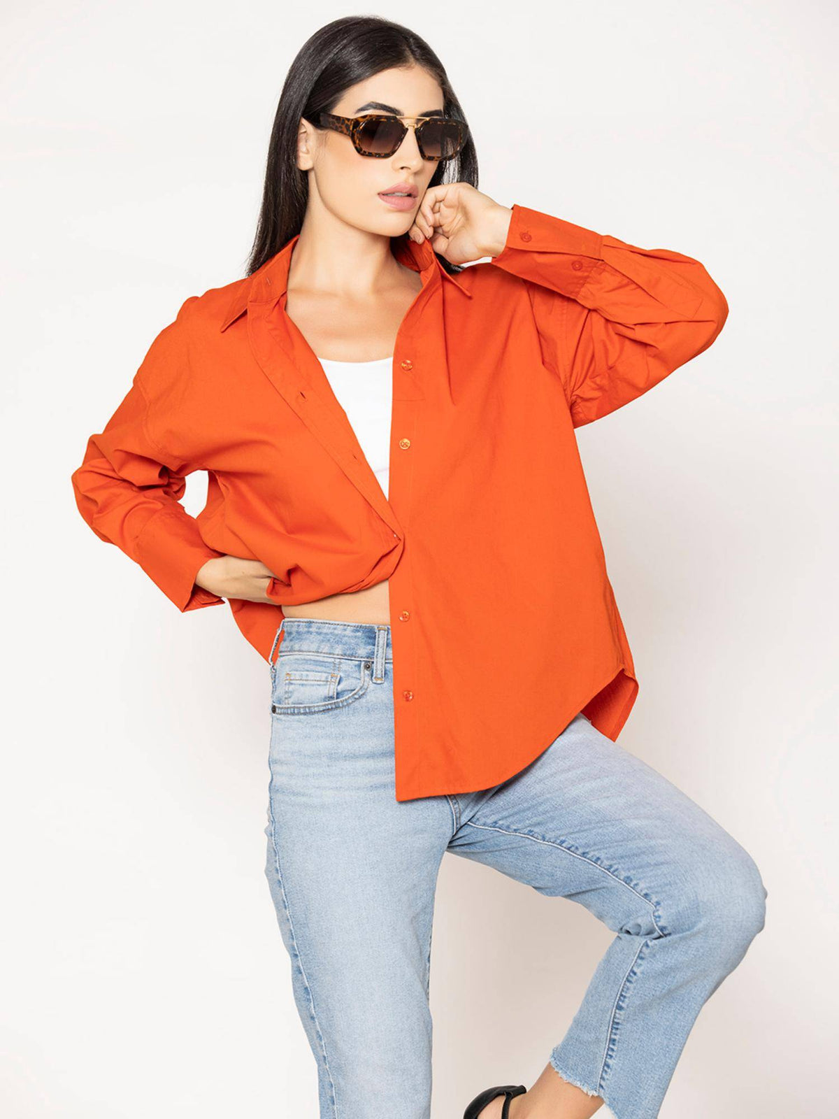 Pure Cotton Oversized Poplin Rust Shirt | S67 - view 7