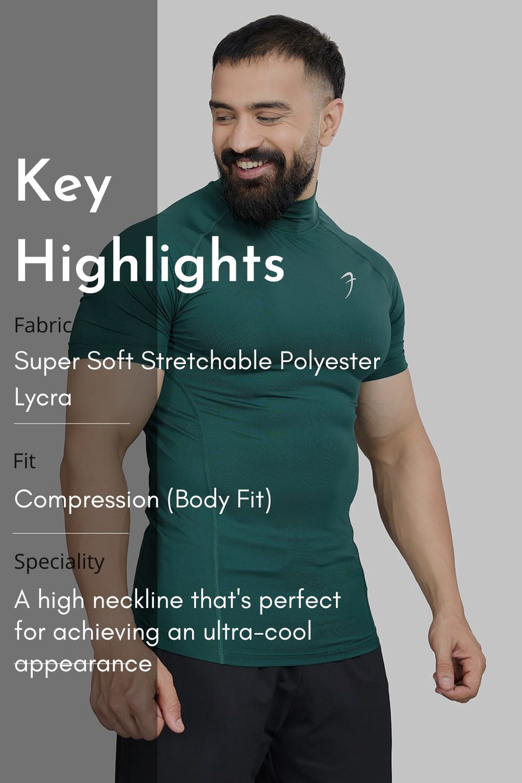 High Neck Compression T-shirt Emerald