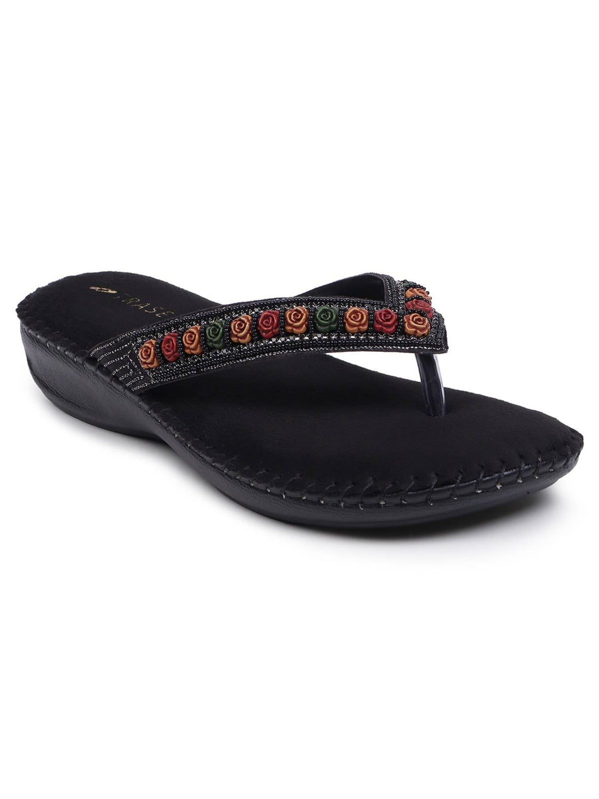 Women Black Soft Ortho Sandals | SD89 - view 2
