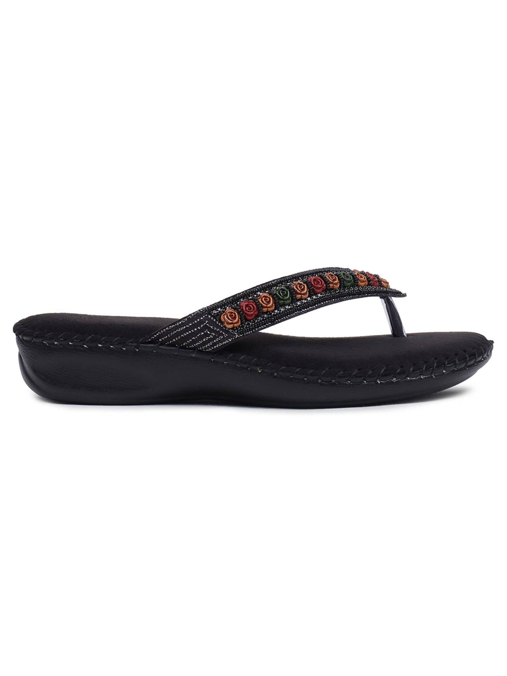 Women Black Soft Ortho Sandals | SD89 - view 3