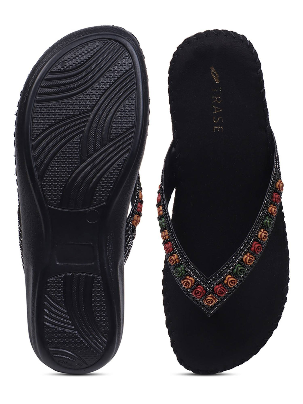 Women Black Soft Ortho Sandals | SD89 - view 4