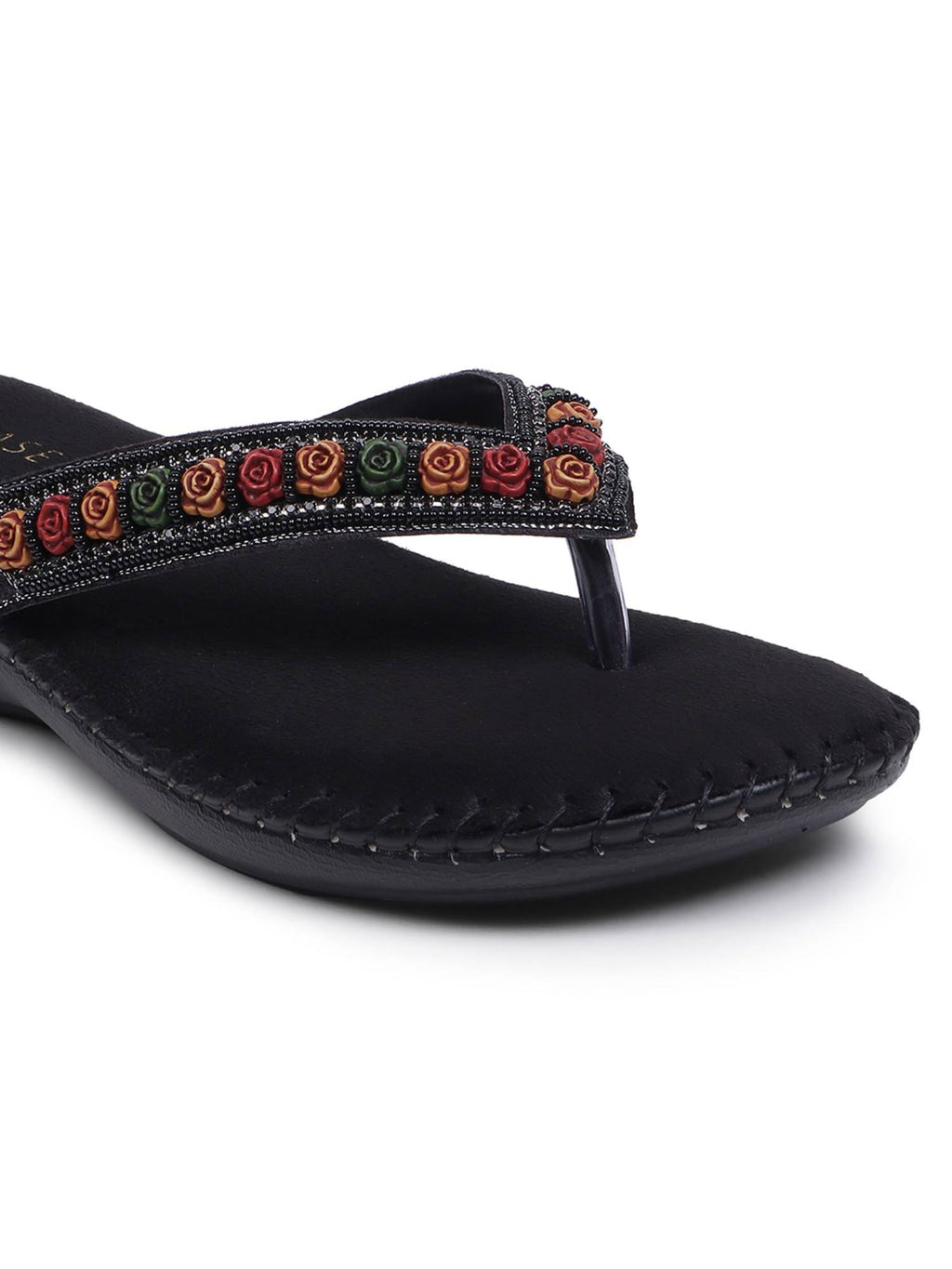 Women Black Soft Ortho Sandals | SD89 - view 6