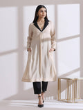 Airskin Fawn Black Point Notched Lapel Collar Kurta | FY93 - view 1