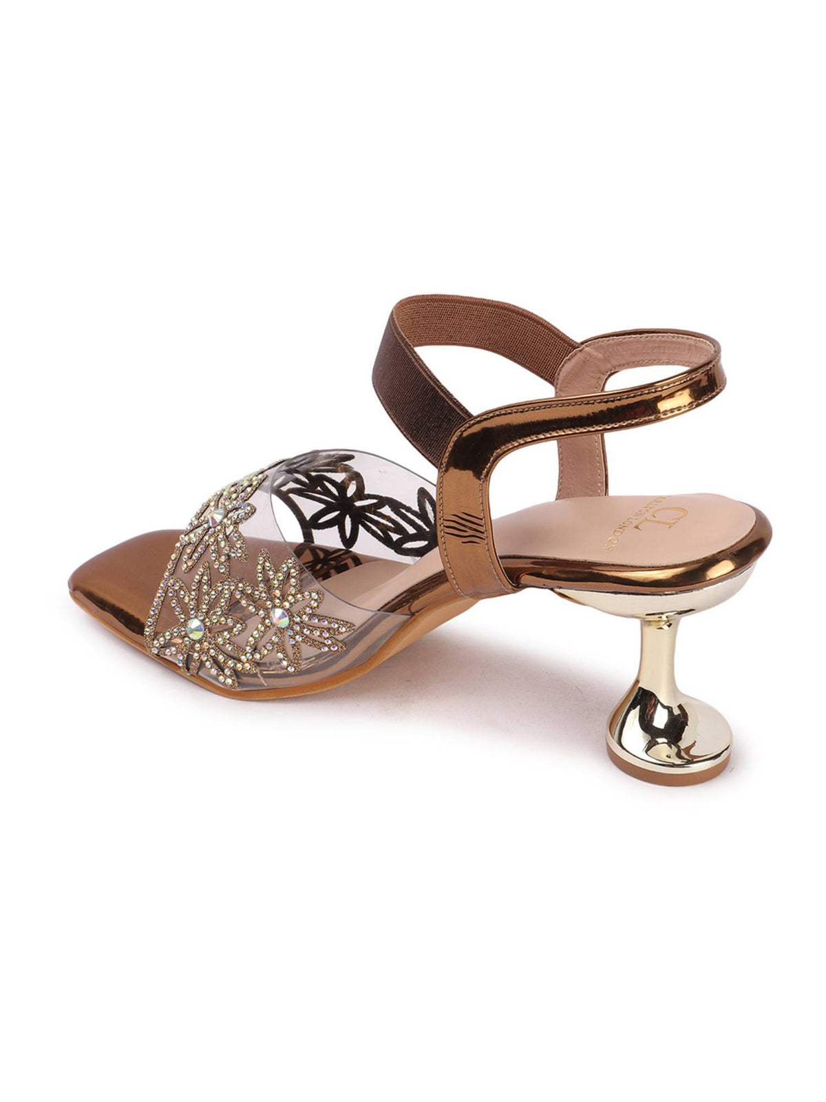 Women Embellished Brown Heel Sandals | H78 - view 5