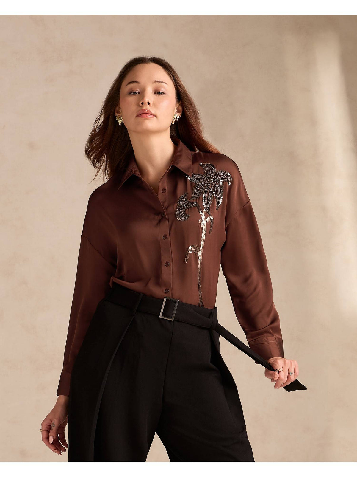 Off White Cinched Waist Printed Shirt | S67 - view 12