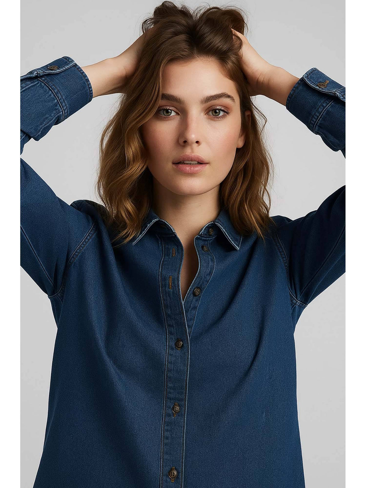 Dark Blue Oversized Denim Shirt | S67 - view 1