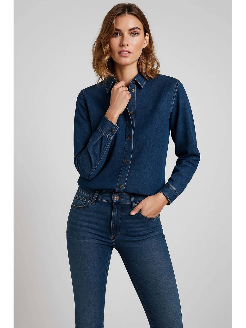 Dark Blue Oversized Denim Shirt | S67 - view 2