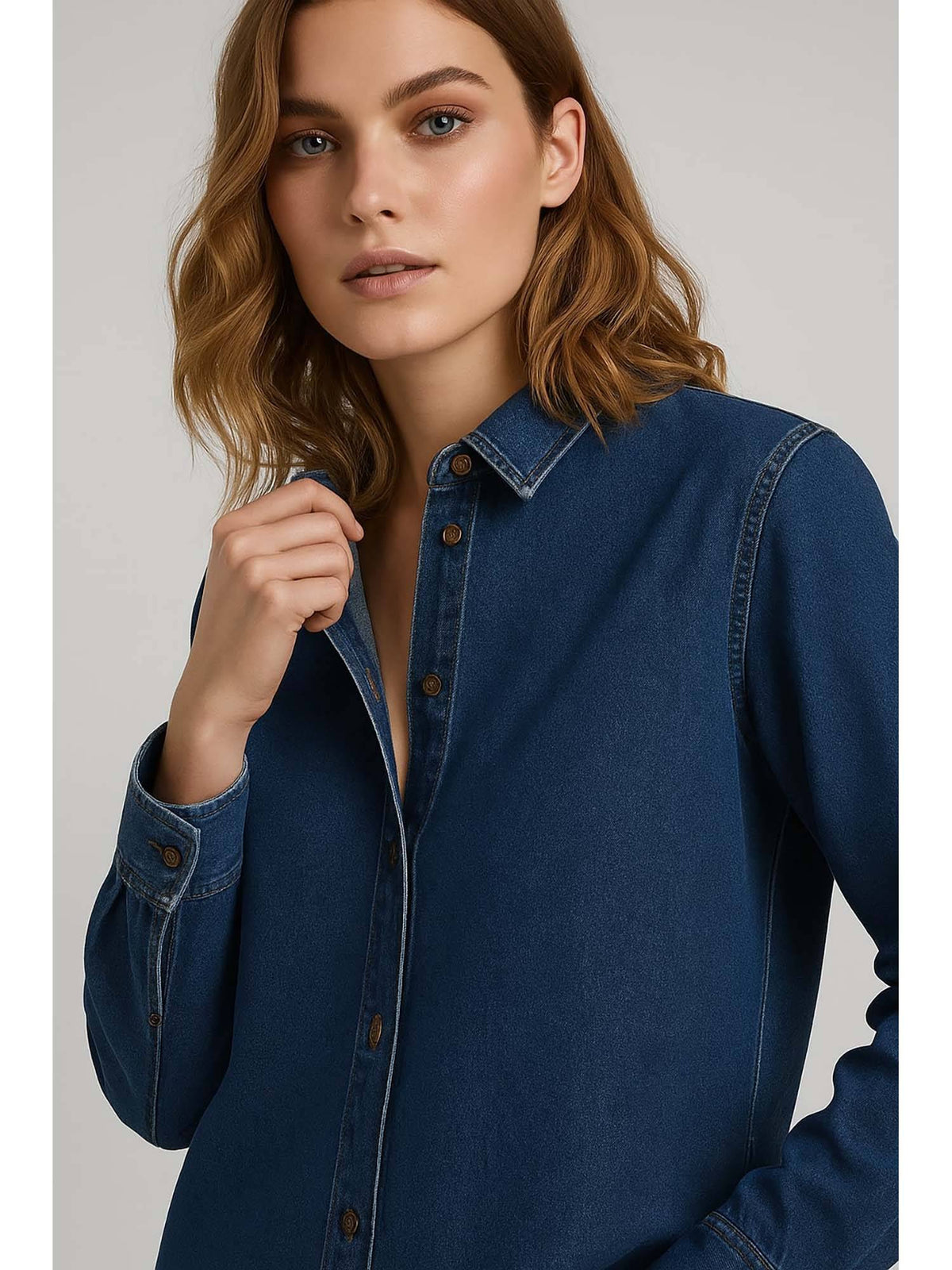 Dark Blue Oversized Denim Shirt | S67 - view 3