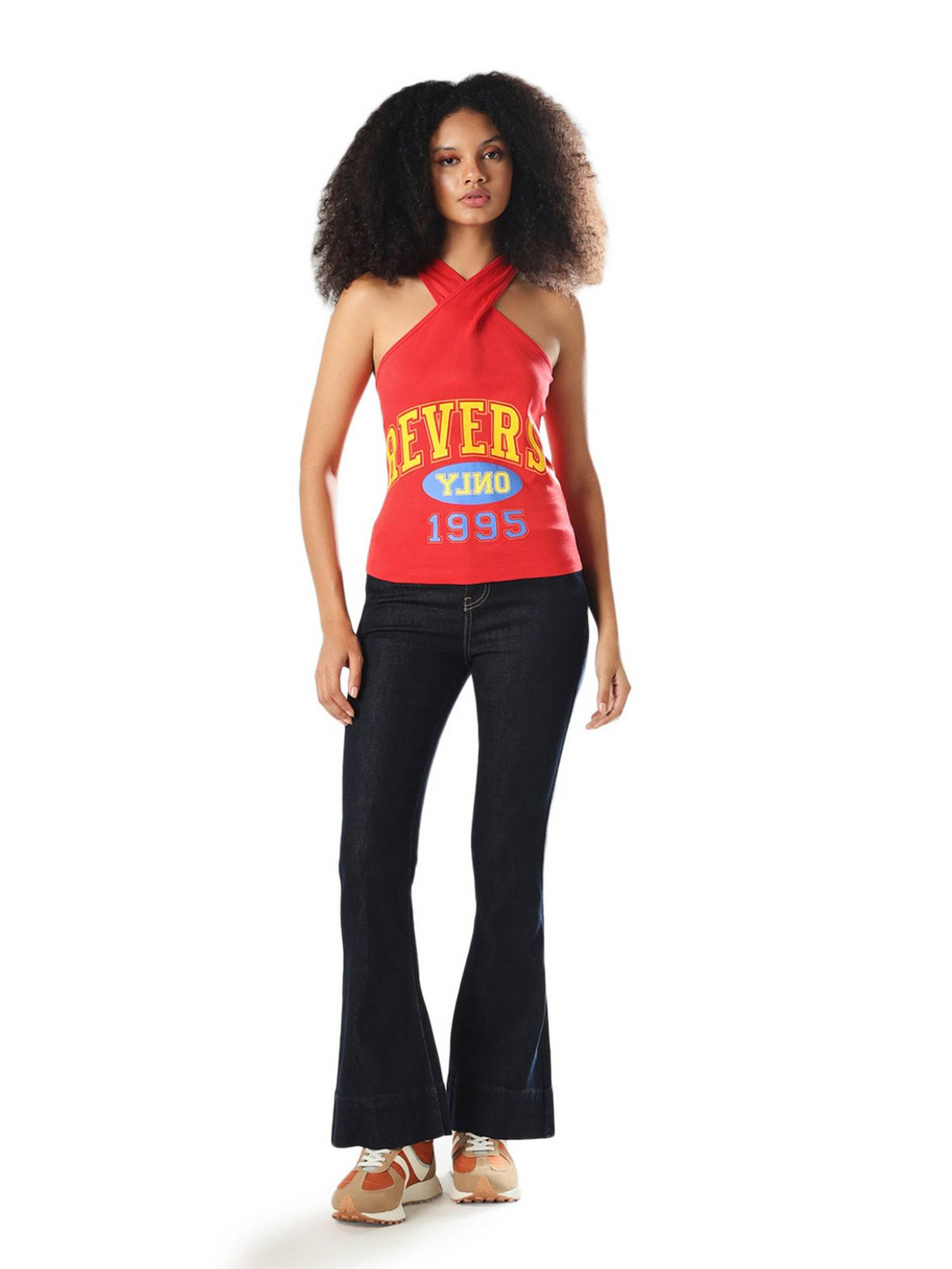 Women Typographic Slim Fit Red Top | HT67 - view 2