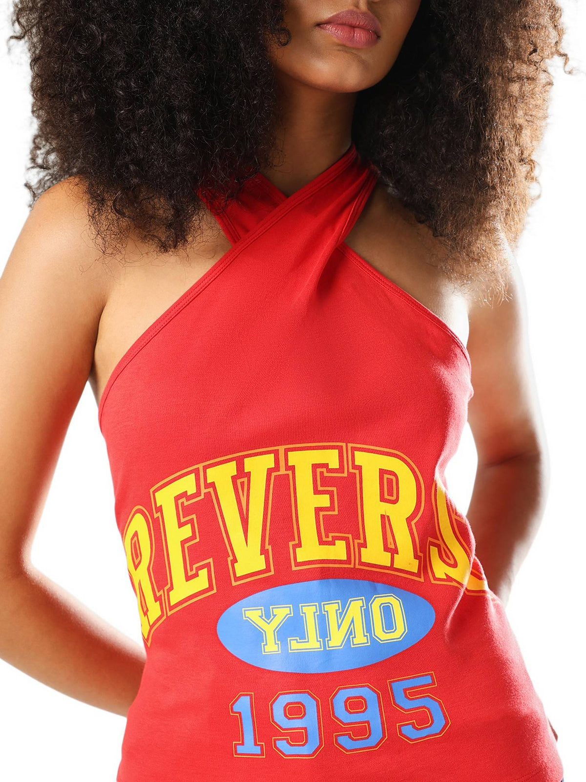 Women Typographic Slim Fit Red Top | HT67 - view 4