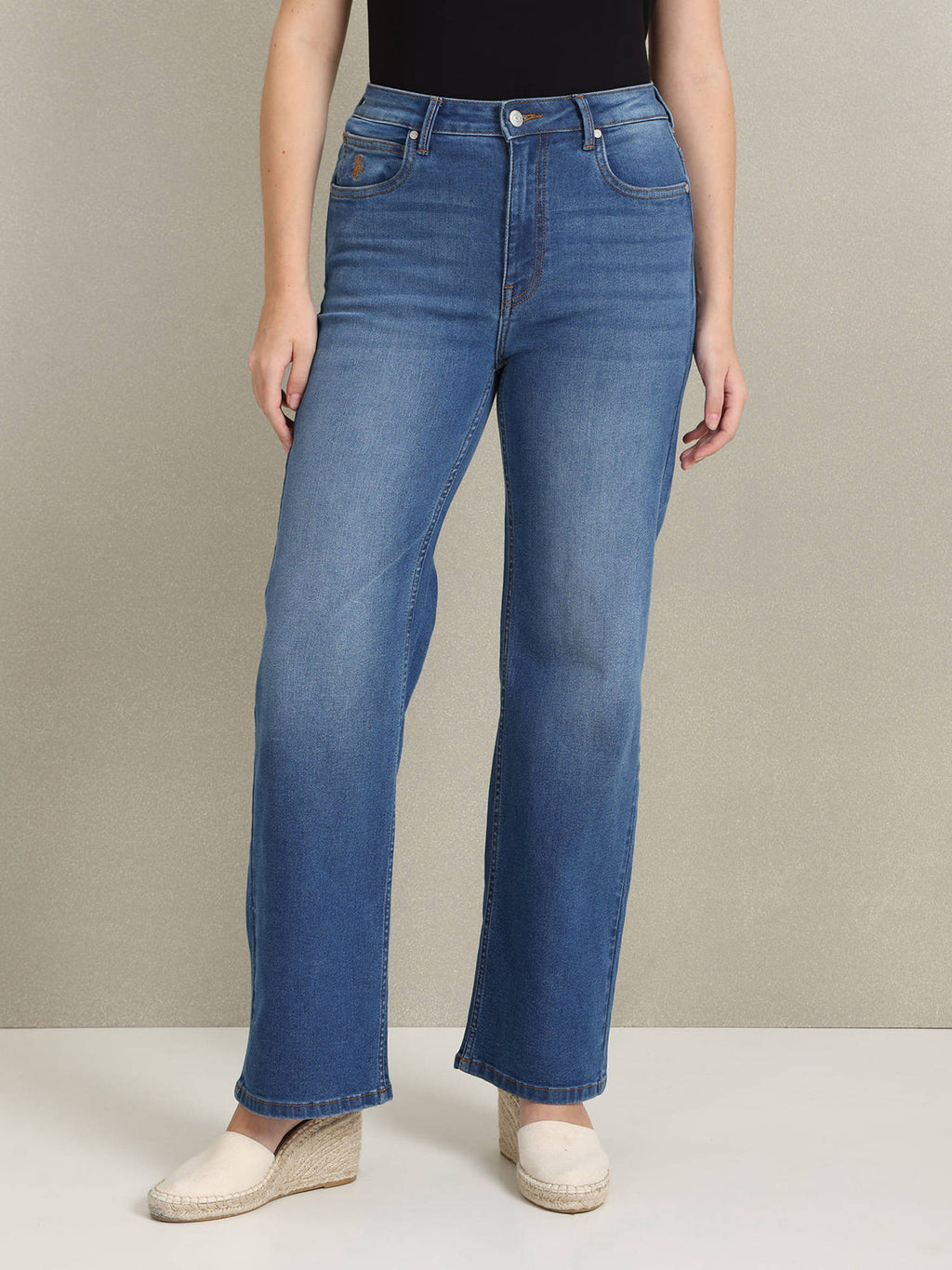 Wide Leg Stone Wash Jeans | WL90 - view 6