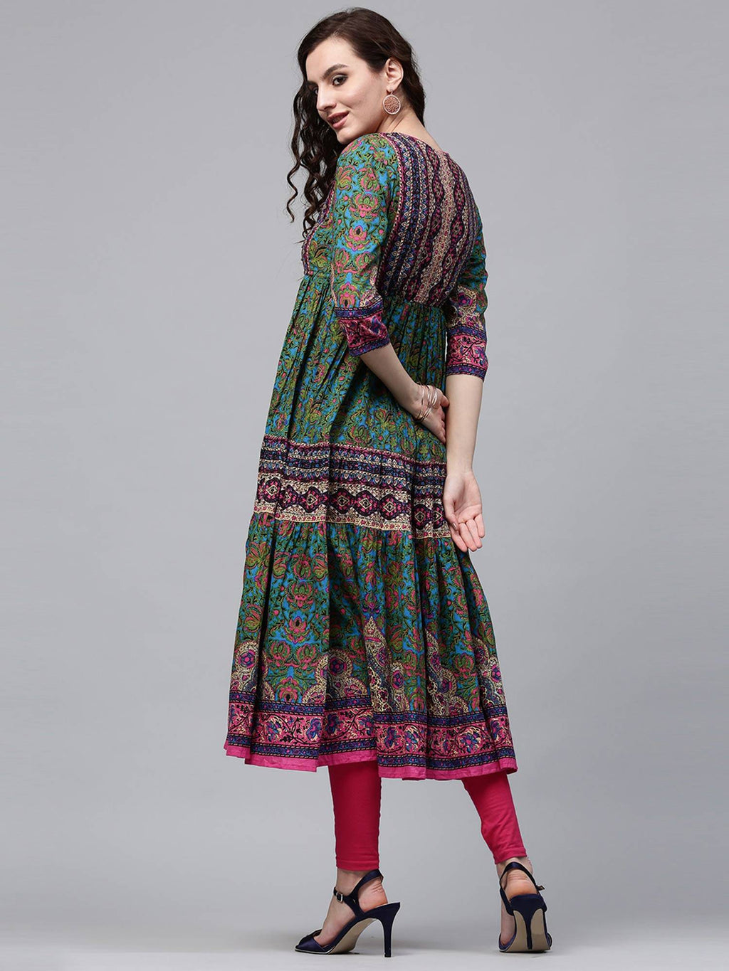 Green Solid Anarkali Kurta | KDG - view 3
