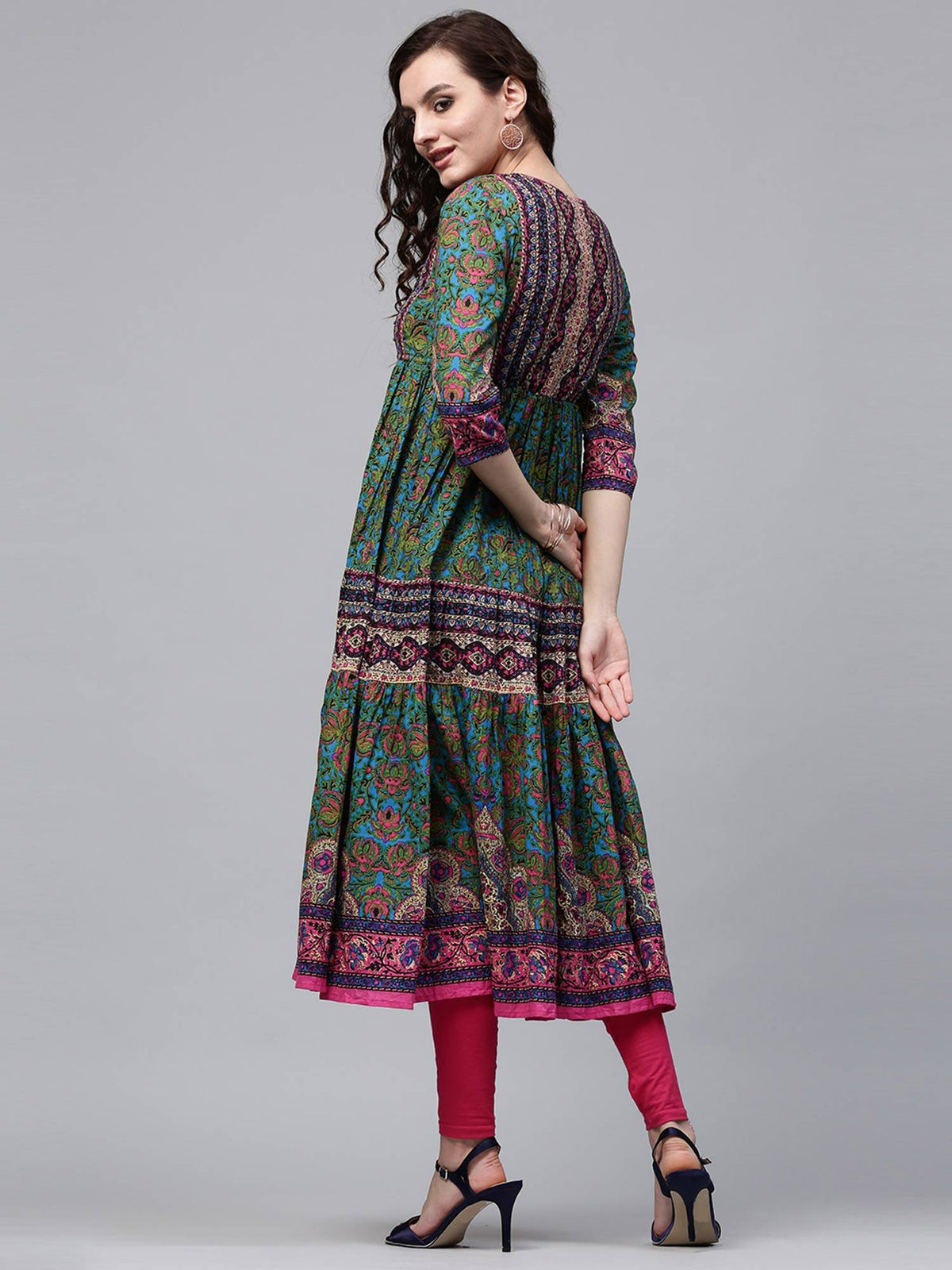 Green Solid Anarkali Kurta | KDG - view 3