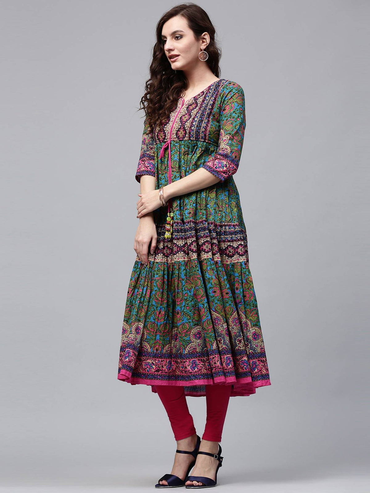 Green Solid Anarkali Kurta | U3S - view 4