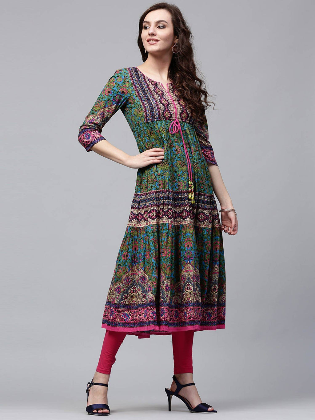 Green Solid Anarkali Kurta | U3S - view 6