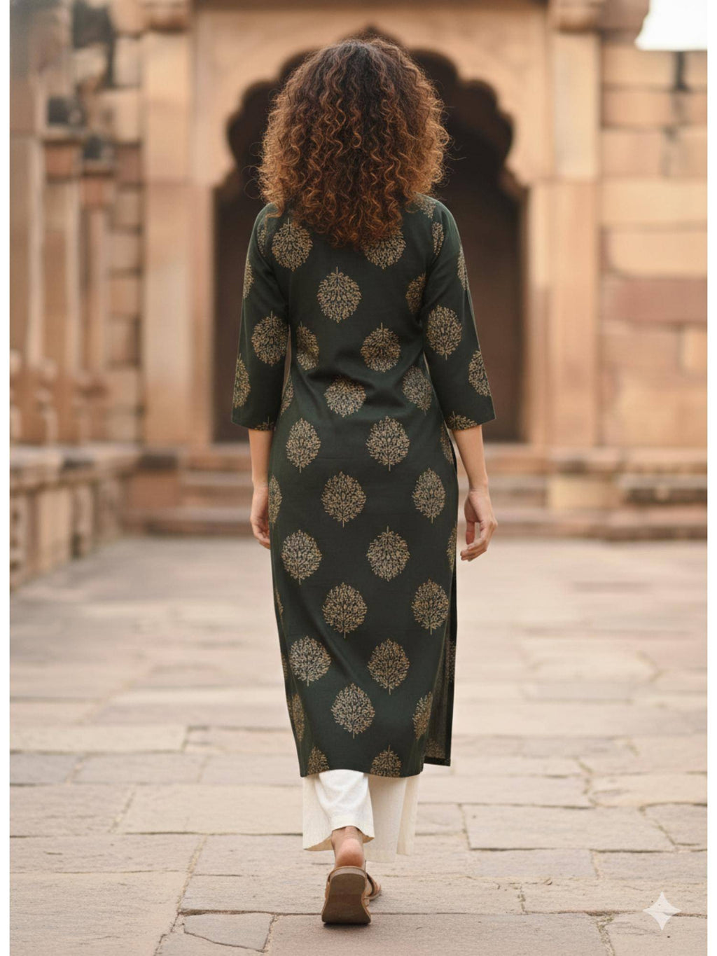 Navy Blue Embellished/Sequined Three Fourth Sleeves Kurta | FY93 - view 6