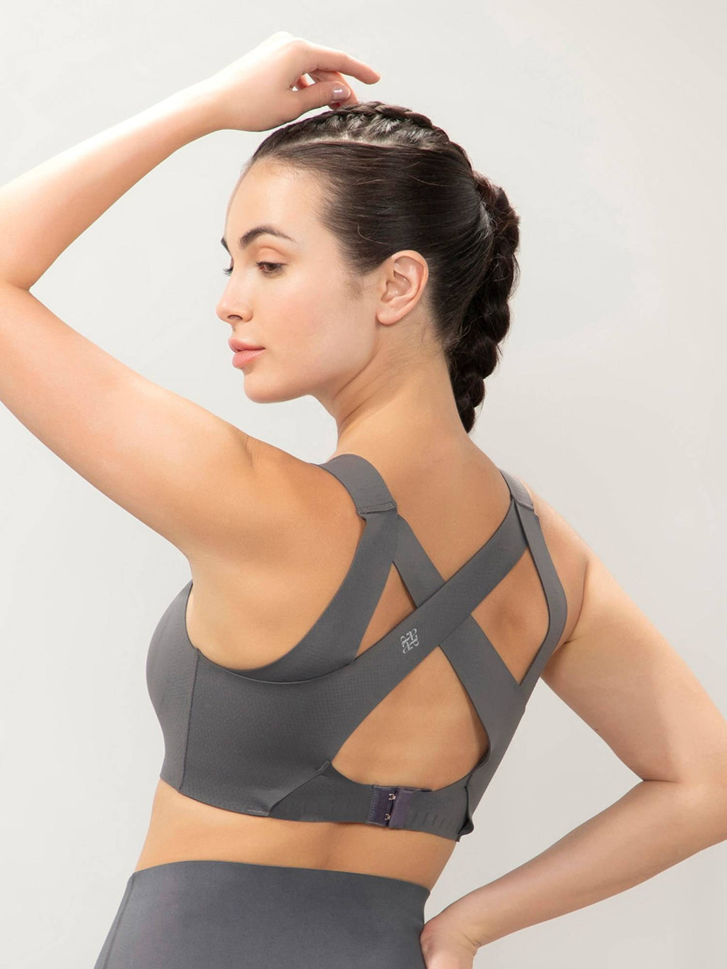 Women Black Round Neck High Impact Bonded Sports Bra with Criss Cross Back | sb09 - view 8