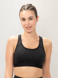 Women Black Energize Active Medium Impact Slip-On Solid Bra | sb09 - view 1