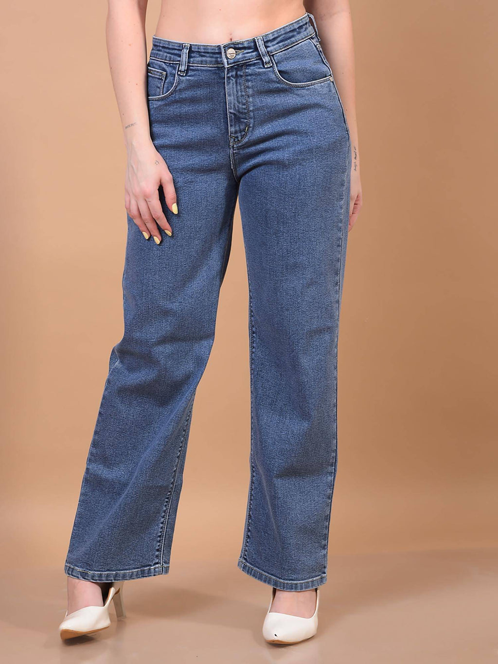 Womens Blue Wide-Leg Jeans | BG78 - view 1